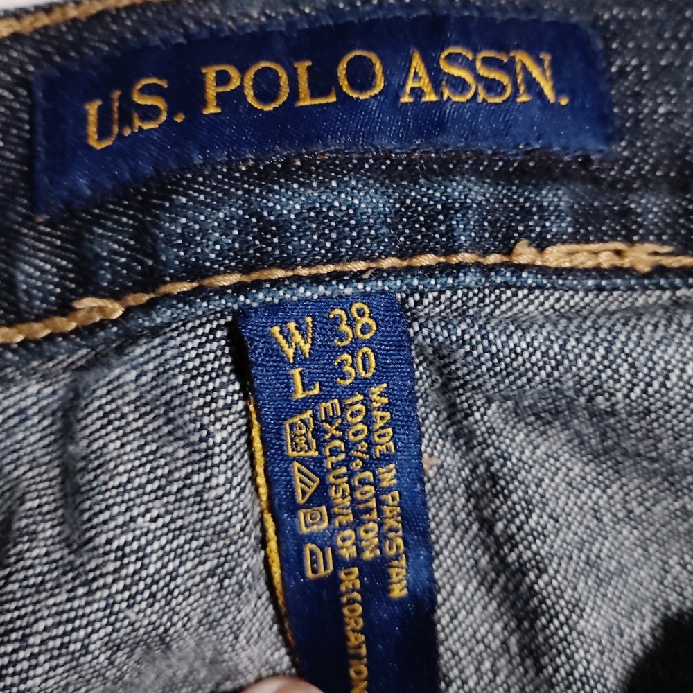 US Polo Assn Mens 38x30 Dark Wash Relaxed Straight Leg Y2K Vintage Jeans - Picture 7 of 9